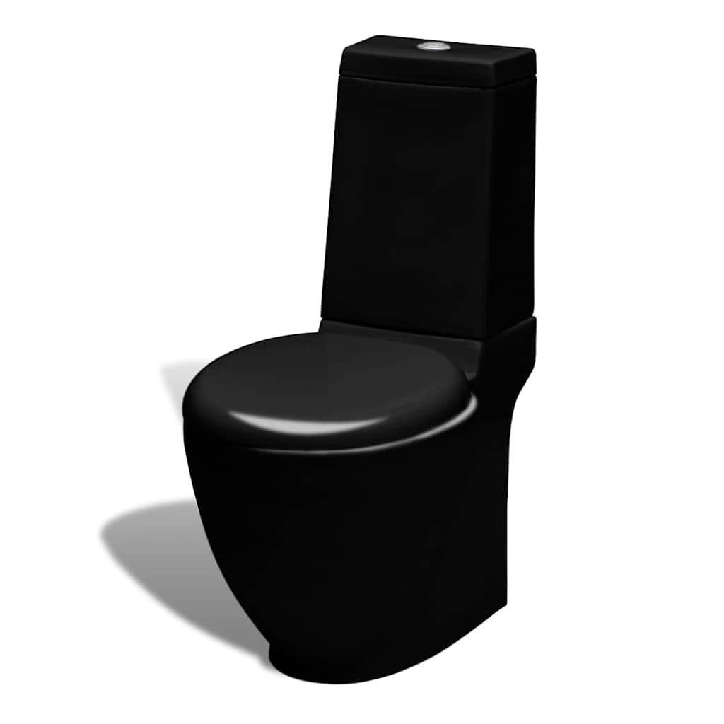 Stand Toilet & Bidet Set Black Ceramic 3