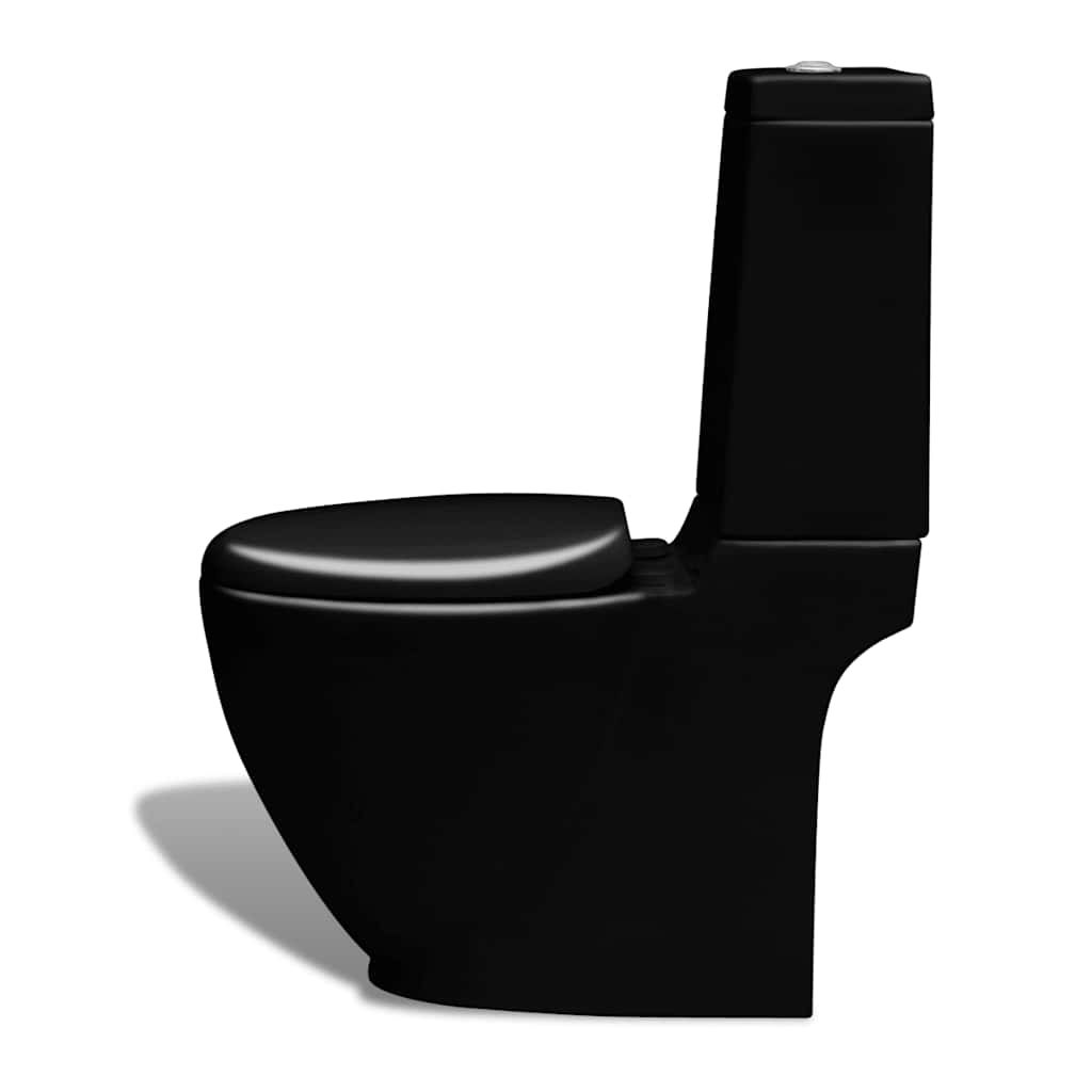 Stand Toilet & Bidet Set Black Ceramic 4