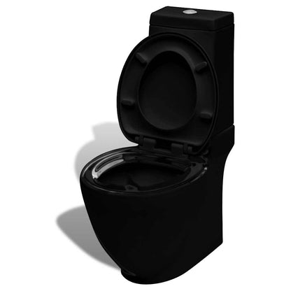 Stand Toilet & Bidet Set Black Ceramic 5