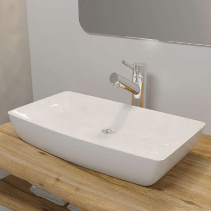 Ceramic Bathroom Sink Basin Rectangular White