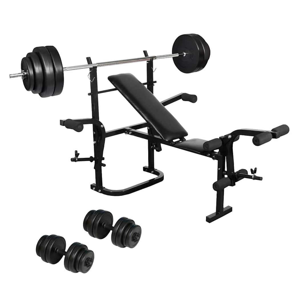Folding Weight Bench Dumbbell Barbell Set Home Gym 1