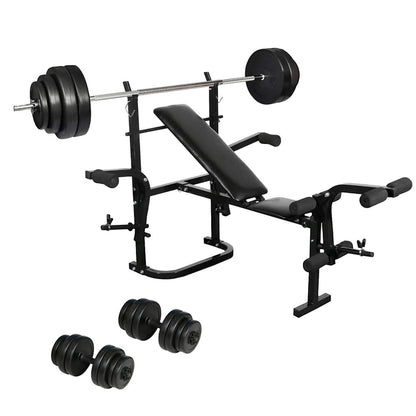 Folding Weight Bench Dumbbell Barbell Set Home Gym 1