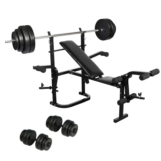 Folding Weight Bench Dumbbell Barbell Set Home Gym 1