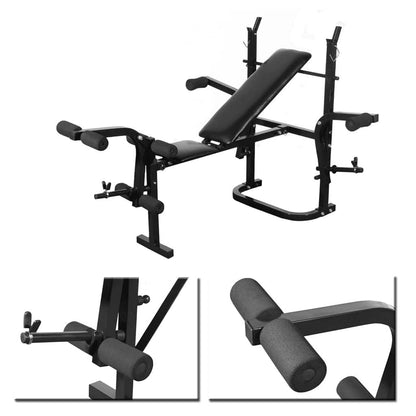 Folding Weight Bench Dumbbell Barbell Set Home Gym 4