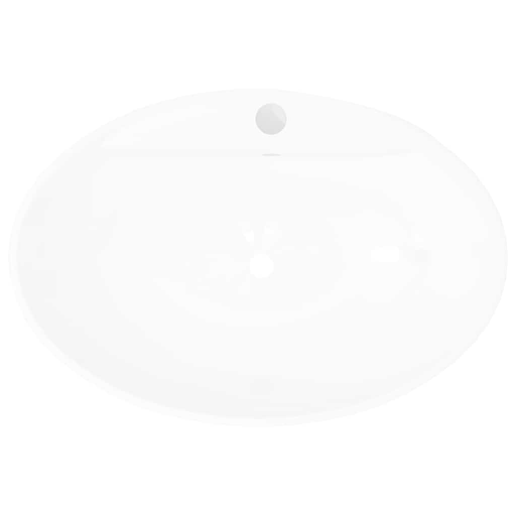 Luxury Ceramic Basin Oval with Overflow White 58.5 cm 39 cm