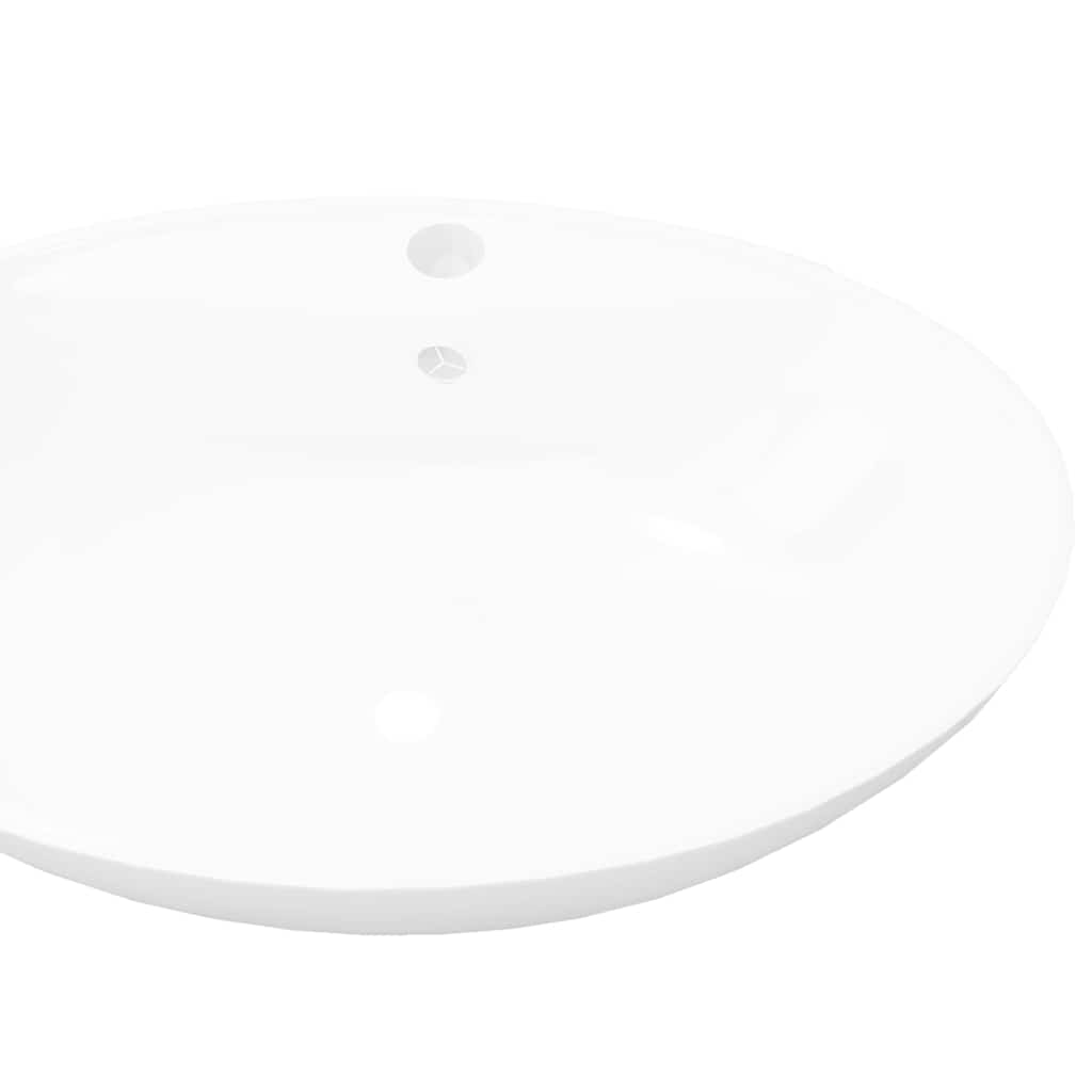 Luxury Ceramic Basin Oval with Overflow White 58.5 cm 39 cm