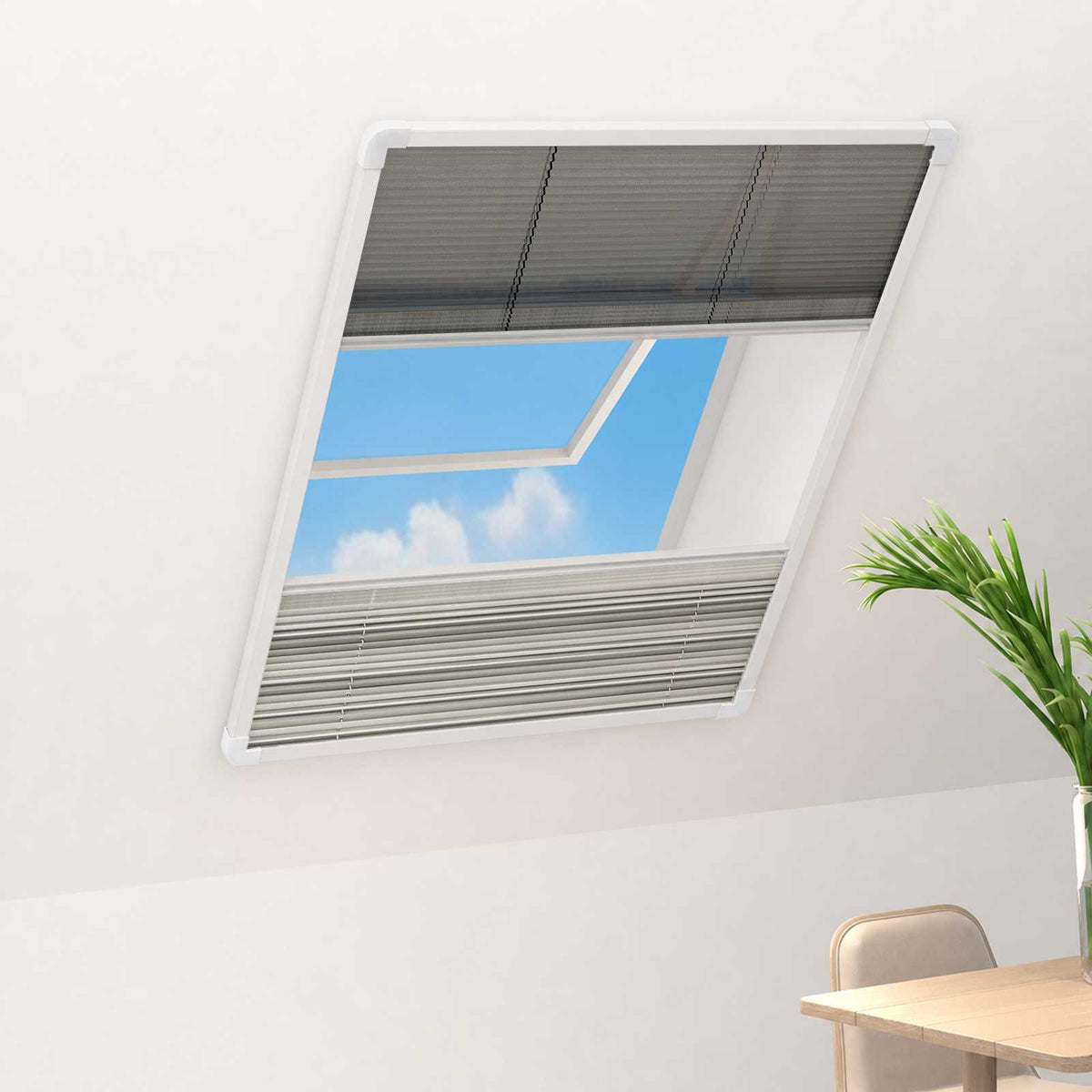 Plisse Insect Screen for Windows Aluminium with Shade White 160 cm
