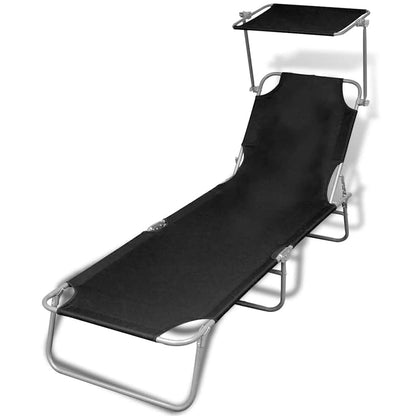 Sun Lounger Polyester Black 1 pcs