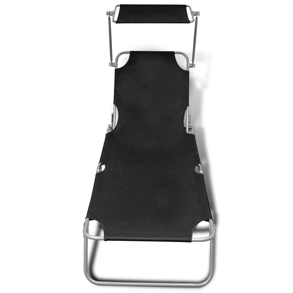 Sun Lounger Polyester Black 1 pcs