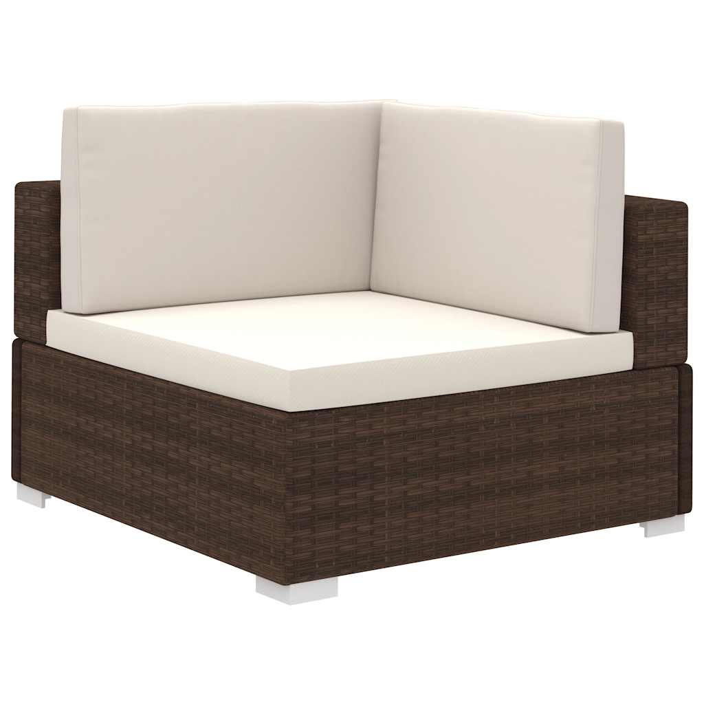 vidaXL 6 Piece Garden Lounge Set with Cushions Poly Rattan Brown 3