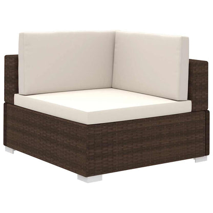 vidaXL 6 Piece Garden Lounge Set with Cushions Poly Rattan Brown 3
