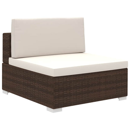 vidaXL 6 Piece Garden Lounge Set with Cushions Poly Rattan Brown 4