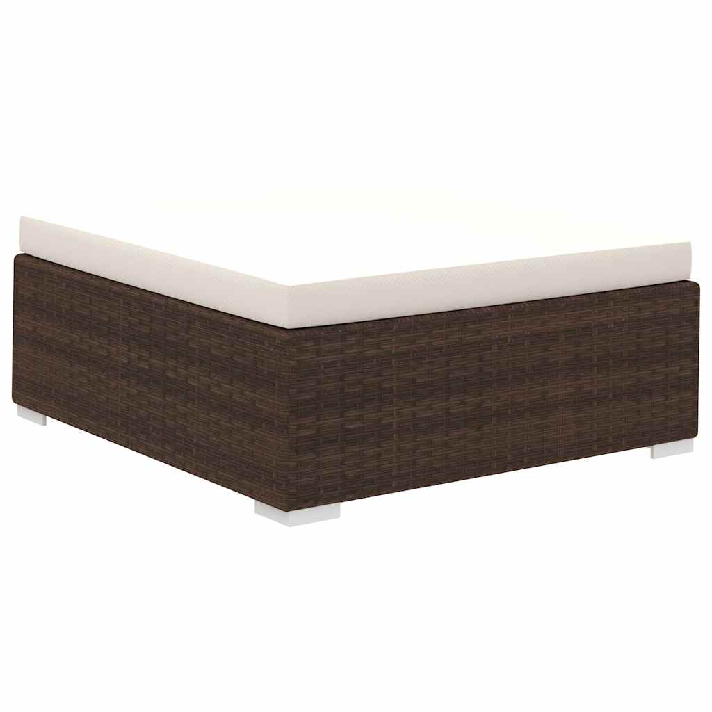 vidaXL 6 Piece Garden Lounge Set with Cushions Poly Rattan Brown 5