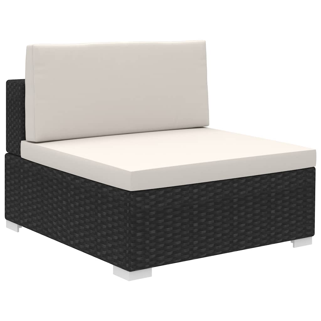 vidaXL 8 Piece Garden Lounge Set with Cushions Poly Rattan Black 4