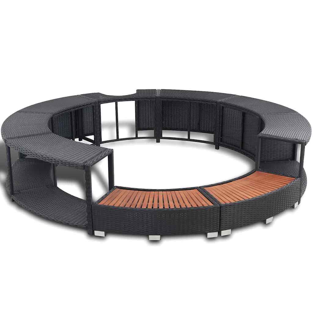 Hot Tub Surround Poly Rattan Black