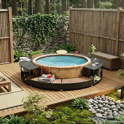 Hot Tub Surround Poly Rattan Black