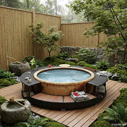 Hot Tub Surround Poly Rattan Black