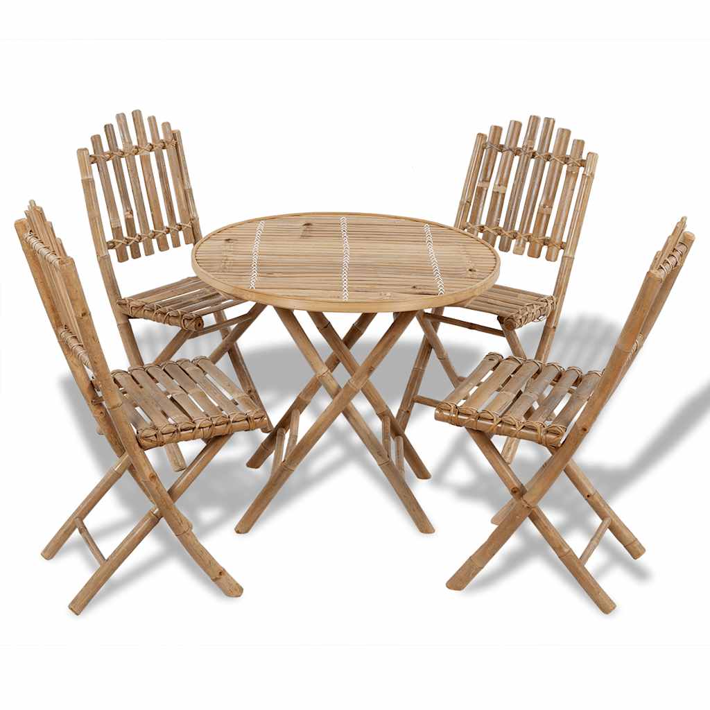 vidaXL 5 Piece Folding Outdoor Dining Set Bamboo 1