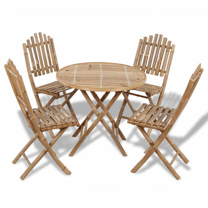 vidaXL 5 Piece Folding Outdoor Dining Set Bamboo 1