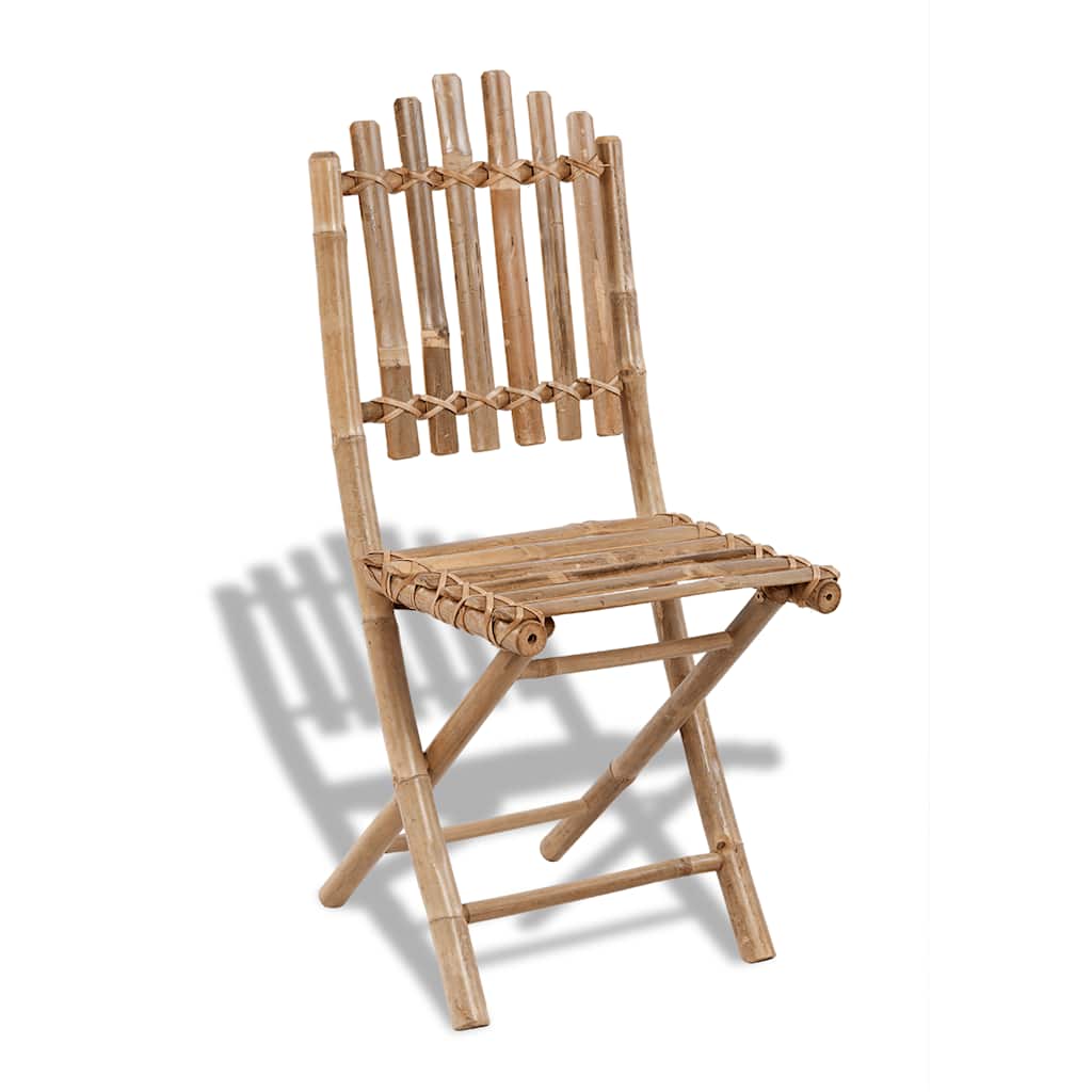 vidaXL 5 Piece Folding Outdoor Dining Set Bamboo 3