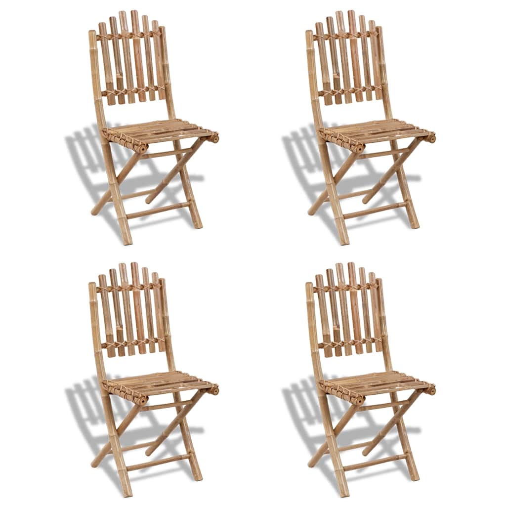 vidaXL 5 Piece Folding Outdoor Dining Set Bamboo 4