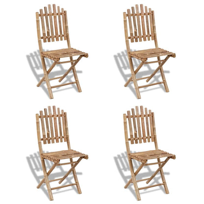 vidaXL 5 Piece Folding Outdoor Dining Set Bamboo 4