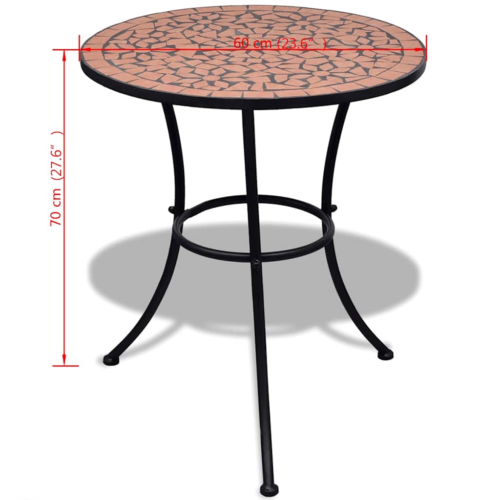Mosaic Bistro Table Ø50x70 Ceramic Terracotta 60 x 70 cm