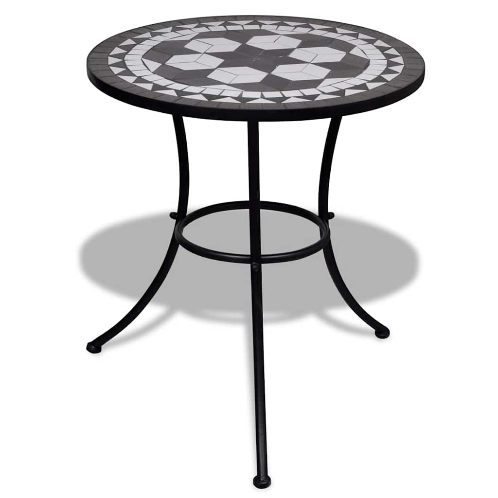 Mosaic Bistro Table Ø50x70 Ceramic Black 60 x 70 cm