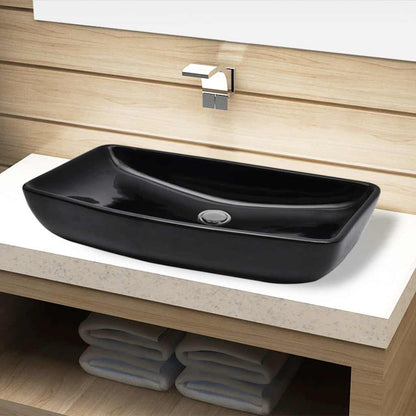 Ceramic Bathroom Sink Basin Rectangular Black