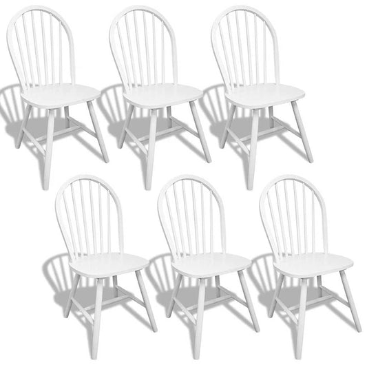 vidaXL Dining Chairs 6 pcs White Solid Rubber Wood 2