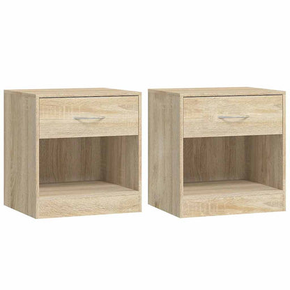 Bedside Cabinets 2 pcs with Drawer Brown