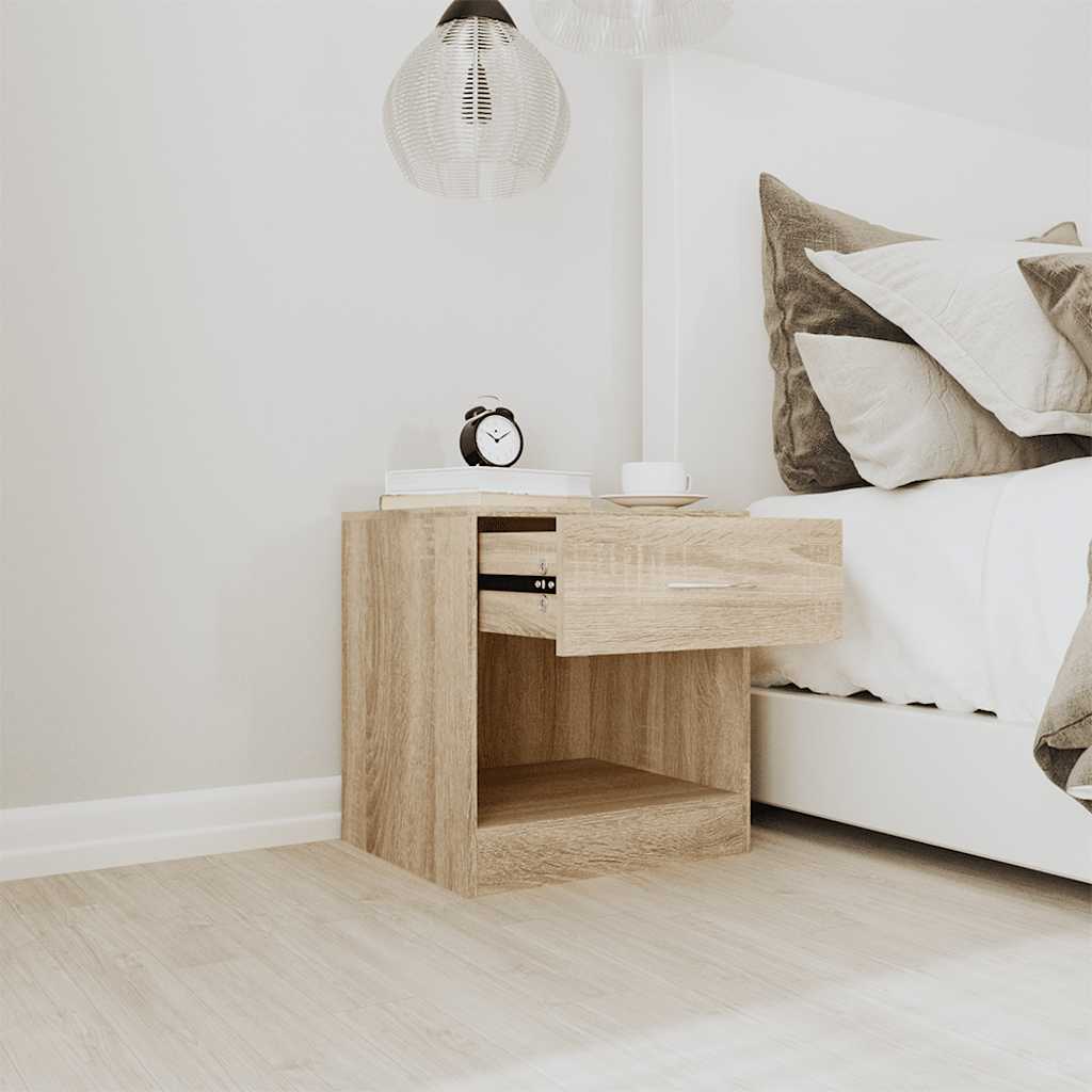 Bedside Cabinets 2 pcs with Drawer Brown
