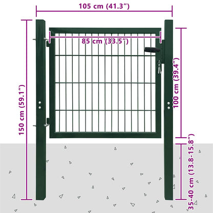 Fence Gate Steel Green