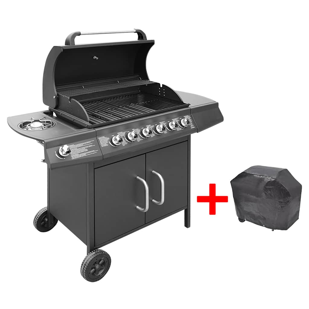 vidaXL Gas Barbecue Grill 6+1 Cooking Zone Black 1