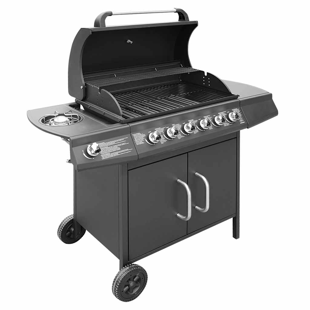 vidaXL Gas Barbecue Grill 6+1 Cooking Zone Black 2