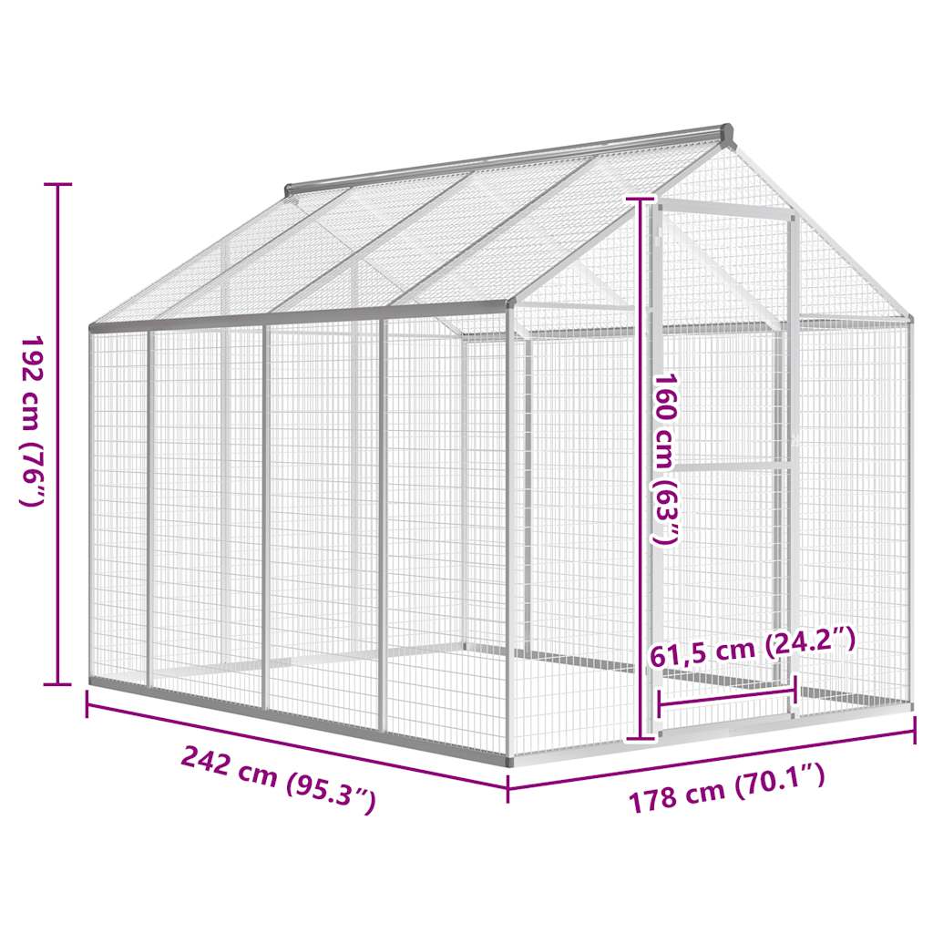 vidaXL Outdoor Aviary Aluminium 178x242x192 cm 5