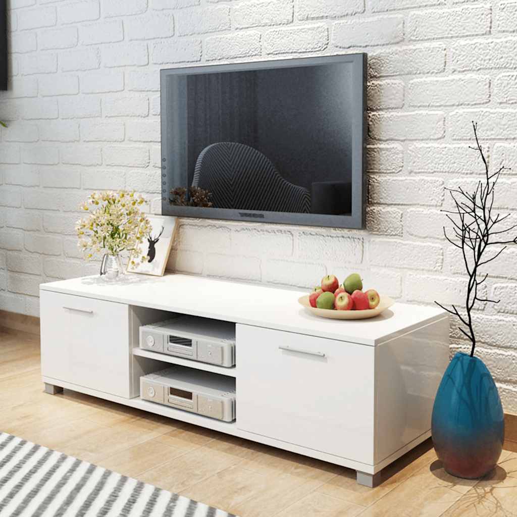 TV Cabinet 120x40,5x35 cm Engineered Wood High gloss white 120 cm