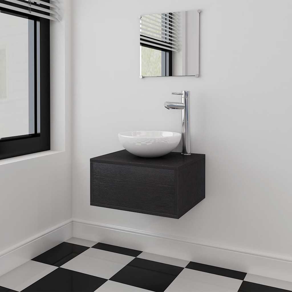 vidaXL Nine Bathroom Furniture Set with Basin with Tap