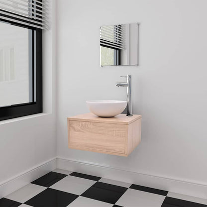vidaXL Nine Bathroom Furniture Set with Basin with Tap