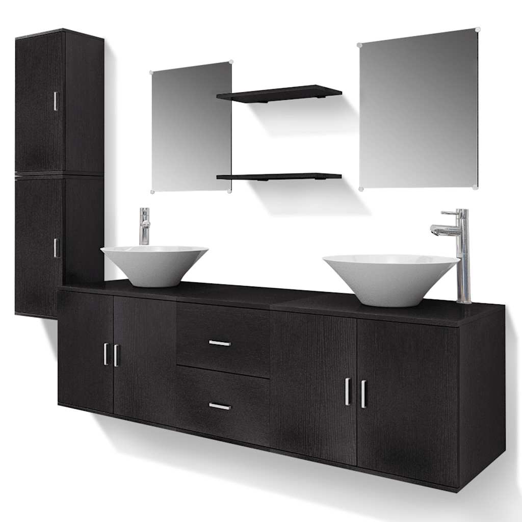 Nine Bathroom Furniture Set with Basin with Tap Black Model 2