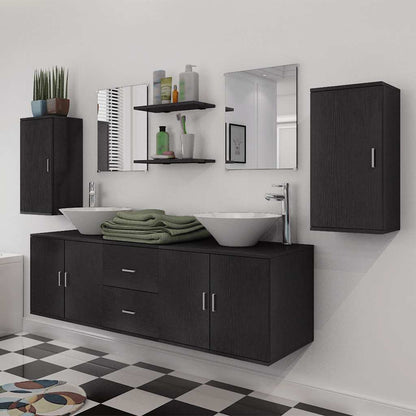 Nine Bathroom Furniture Set with Basin with Tap Black Model 2