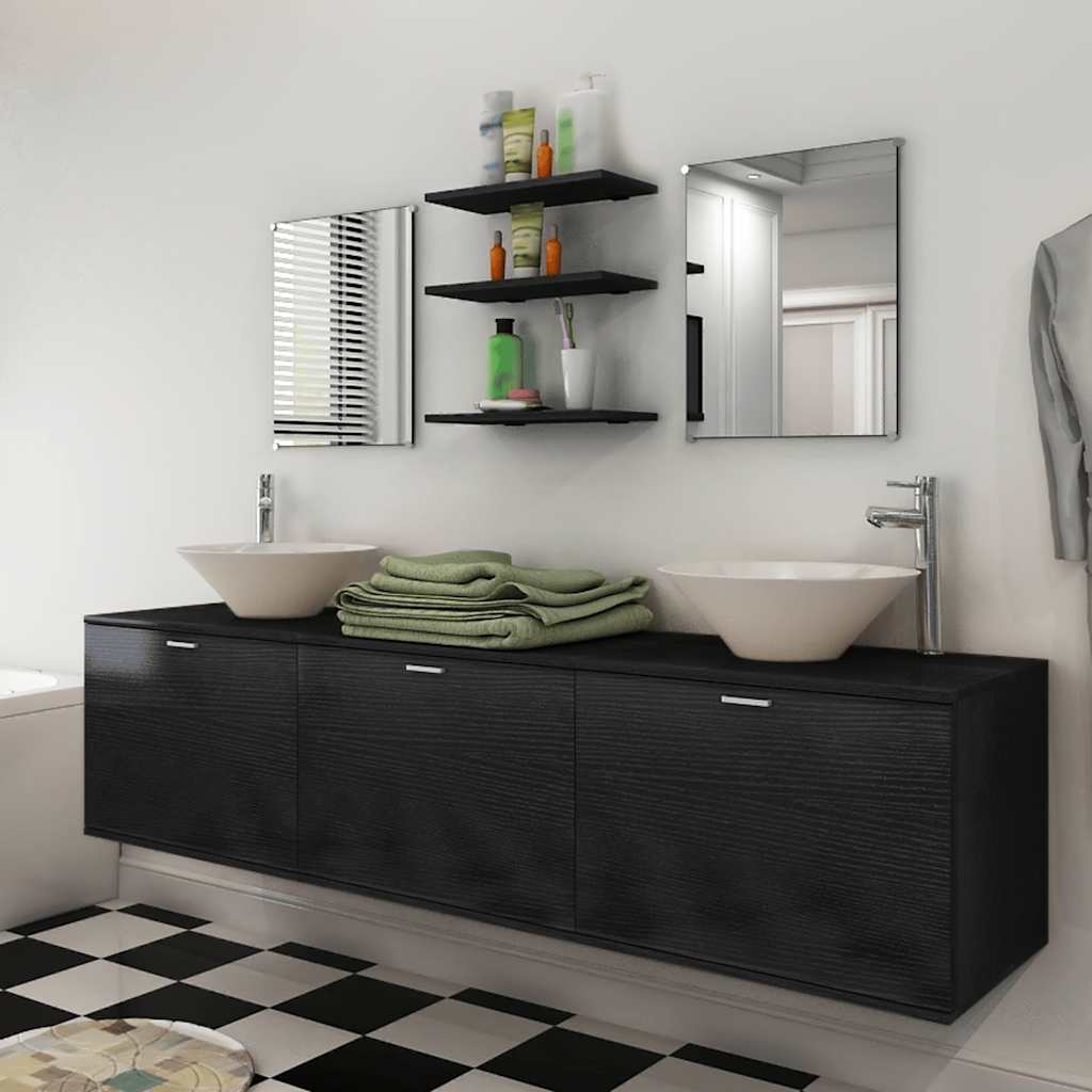 vidaXL Nine Bathroom Furniture Set with Basin with Tap