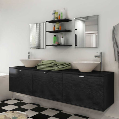 vidaXL Nine Bathroom Furniture Set with Basin with Tap
