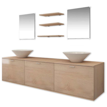 Nine Bathroom Furniture Set with Basin with Tap Beige Model 4
