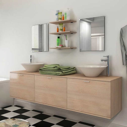 Nine Bathroom Furniture Set with Basin with Tap Beige Model 4