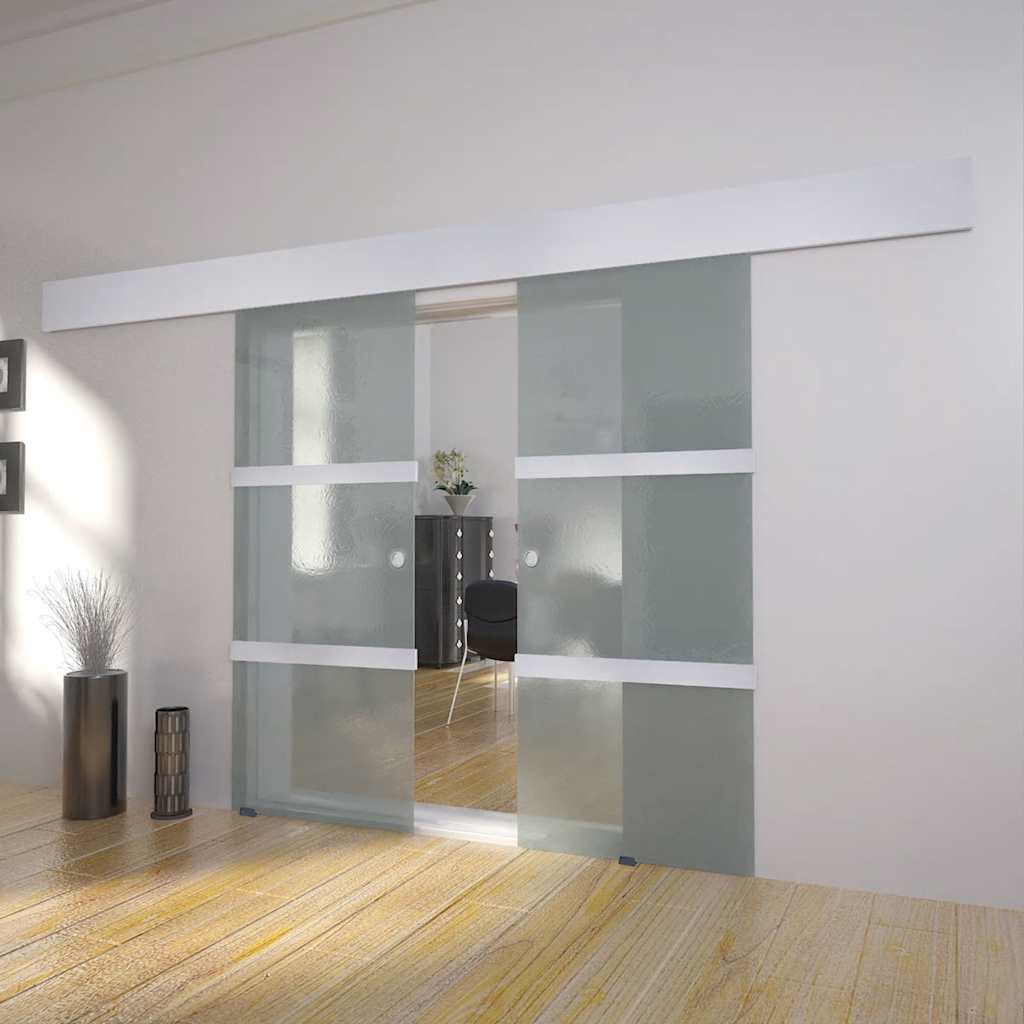 vidaXL Double Sliding Door Glass 1