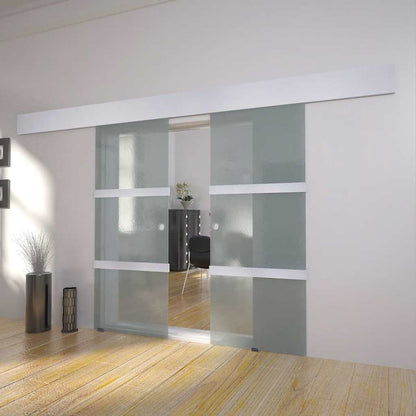 vidaXL Double Sliding Door Glass 1