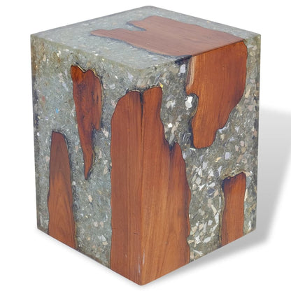 vidaXL Stool Solid Teak Wood and Resin