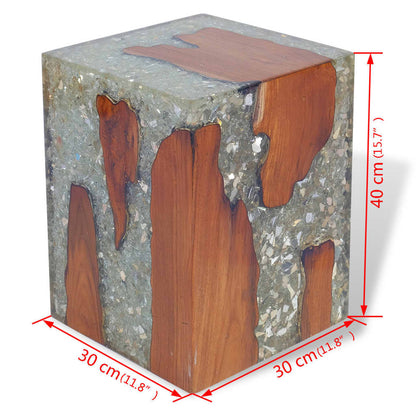 vidaXL Stool Solid Teak Wood and Resin