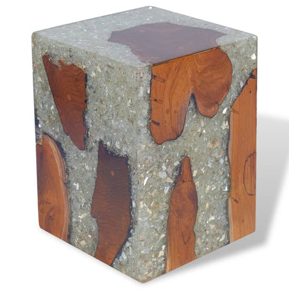 vidaXL Stool Solid Teak Wood and Resin